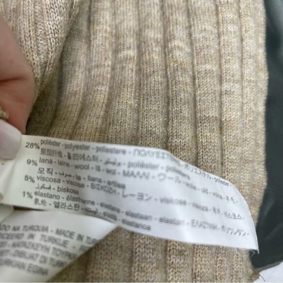 Zara High Collar Ribbed Mixed Media Sweater M - Picture 4 of 5